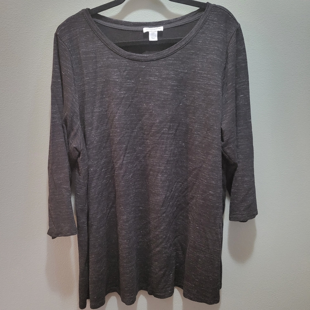 Women's Black 3/4 Length Sleeve Carolina Belle Size 3x Tunic Top